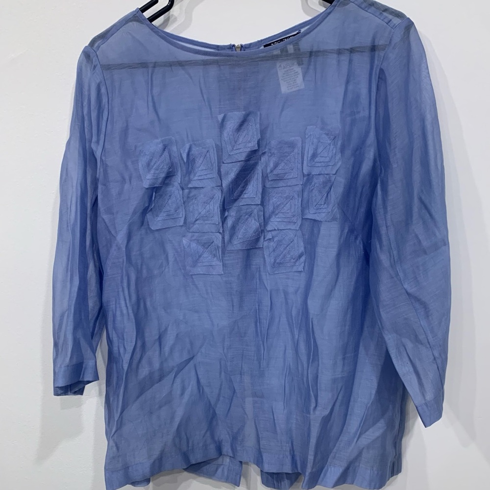 NIC+ZOE Light Blue Textured Blouse NWOT